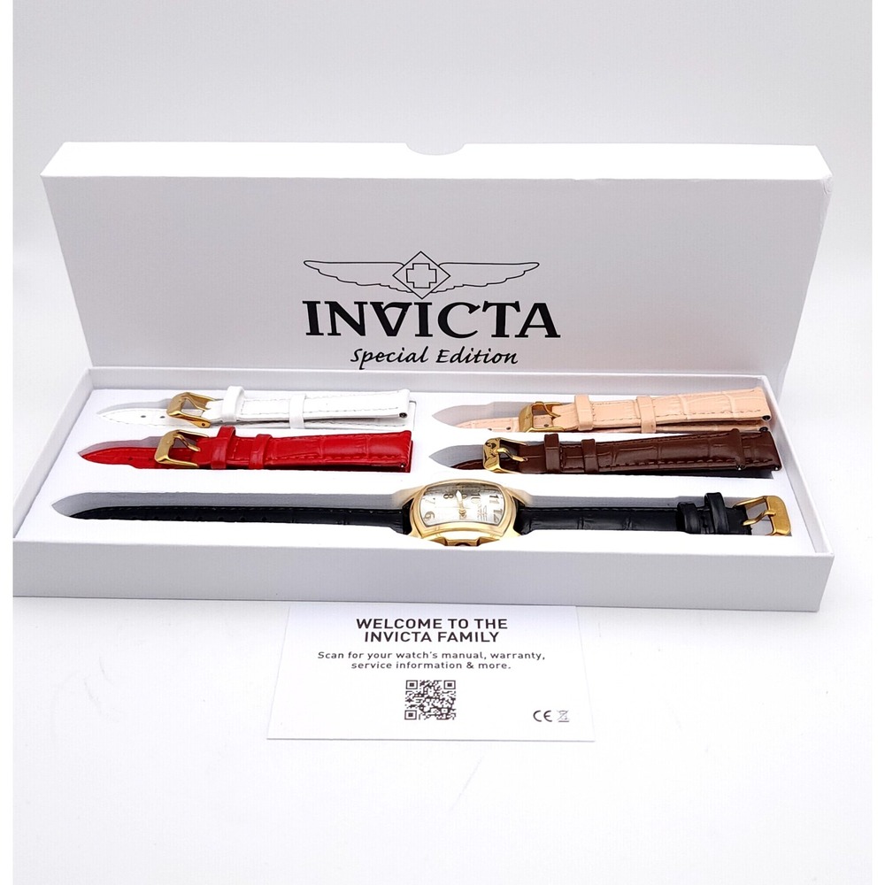 Invicta Lupah 49816 Women's Gold Watch 5 Strap Set Box